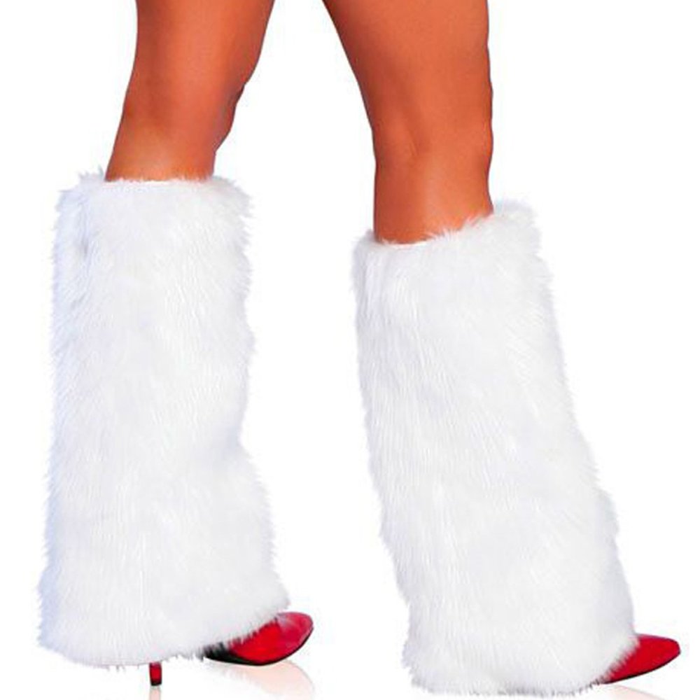 White Faux Fur Leg Warmers